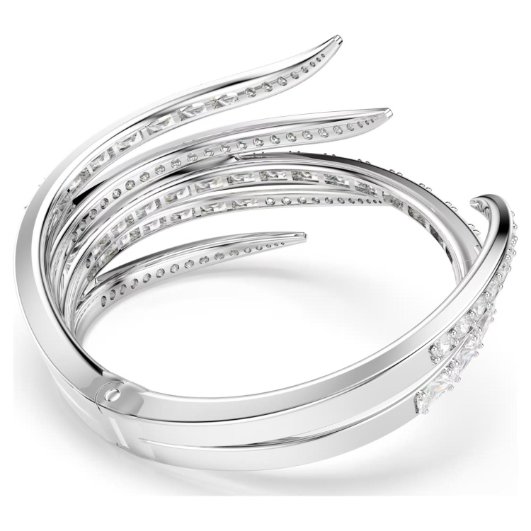 Vienna bangle Mixed cuts, White, Rhodium plated